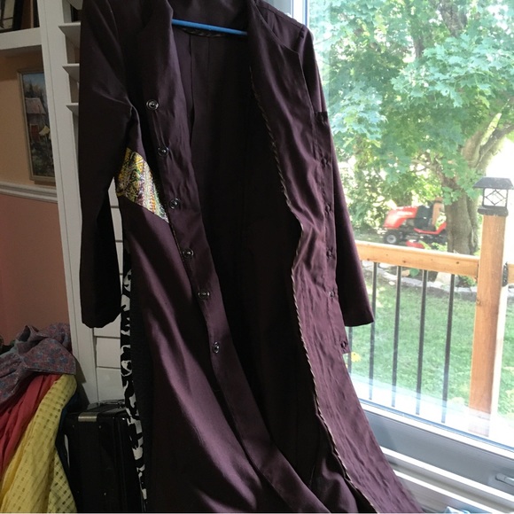 Vintage 1960s, Handmade shirt dress. Dark brown, sash detail, hidden snaps. US 8 - Picture 3 of 5